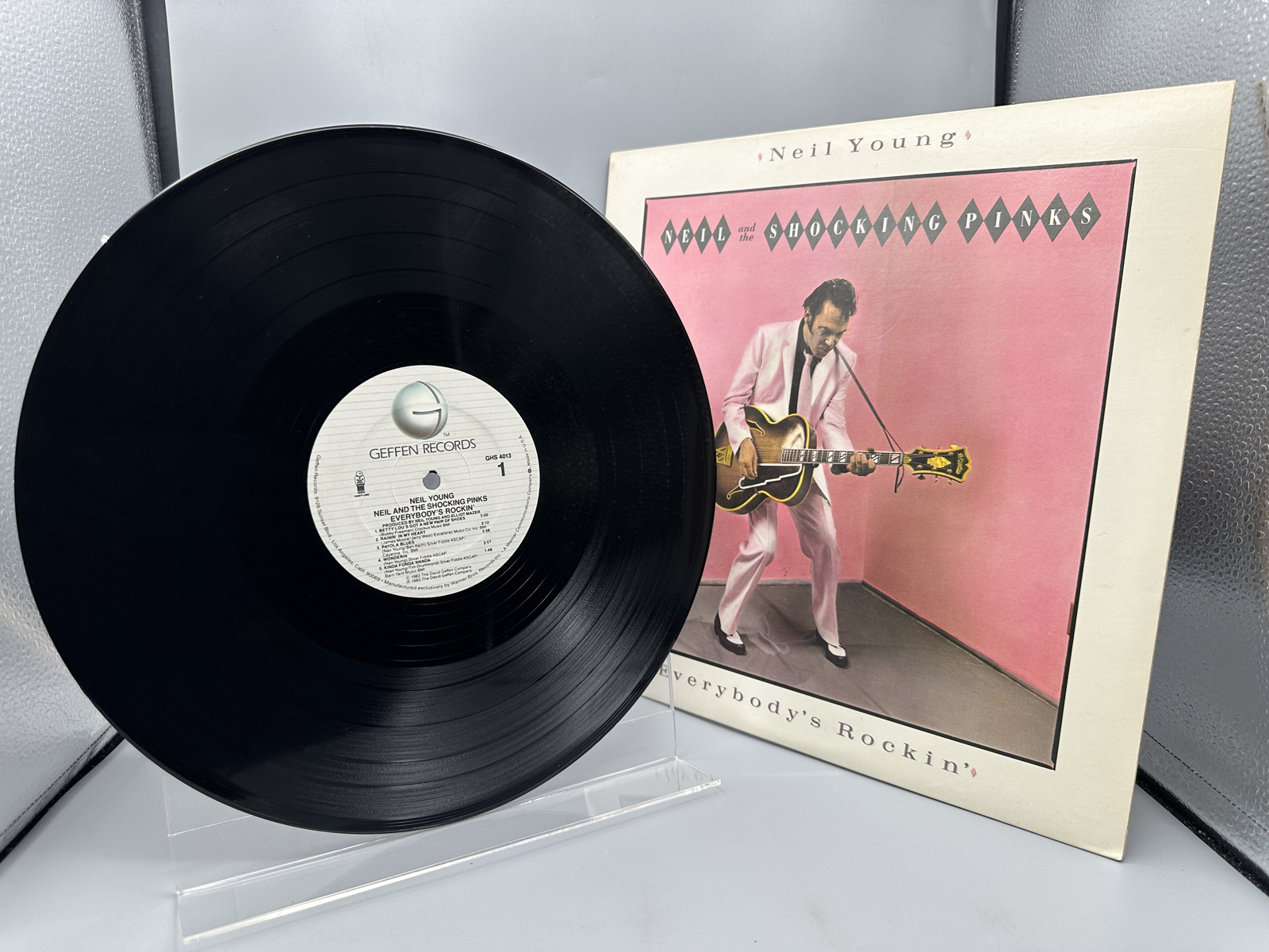 1983 Geffen Records Neil Young & The Shocking Pinks Everybody's Rockin' Vinyl Album - GHS 4013