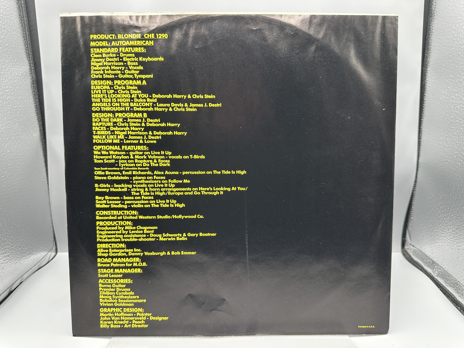 1980 Chrysalis Records Blondie Autoamerican Vinyl Album - CHE 1290