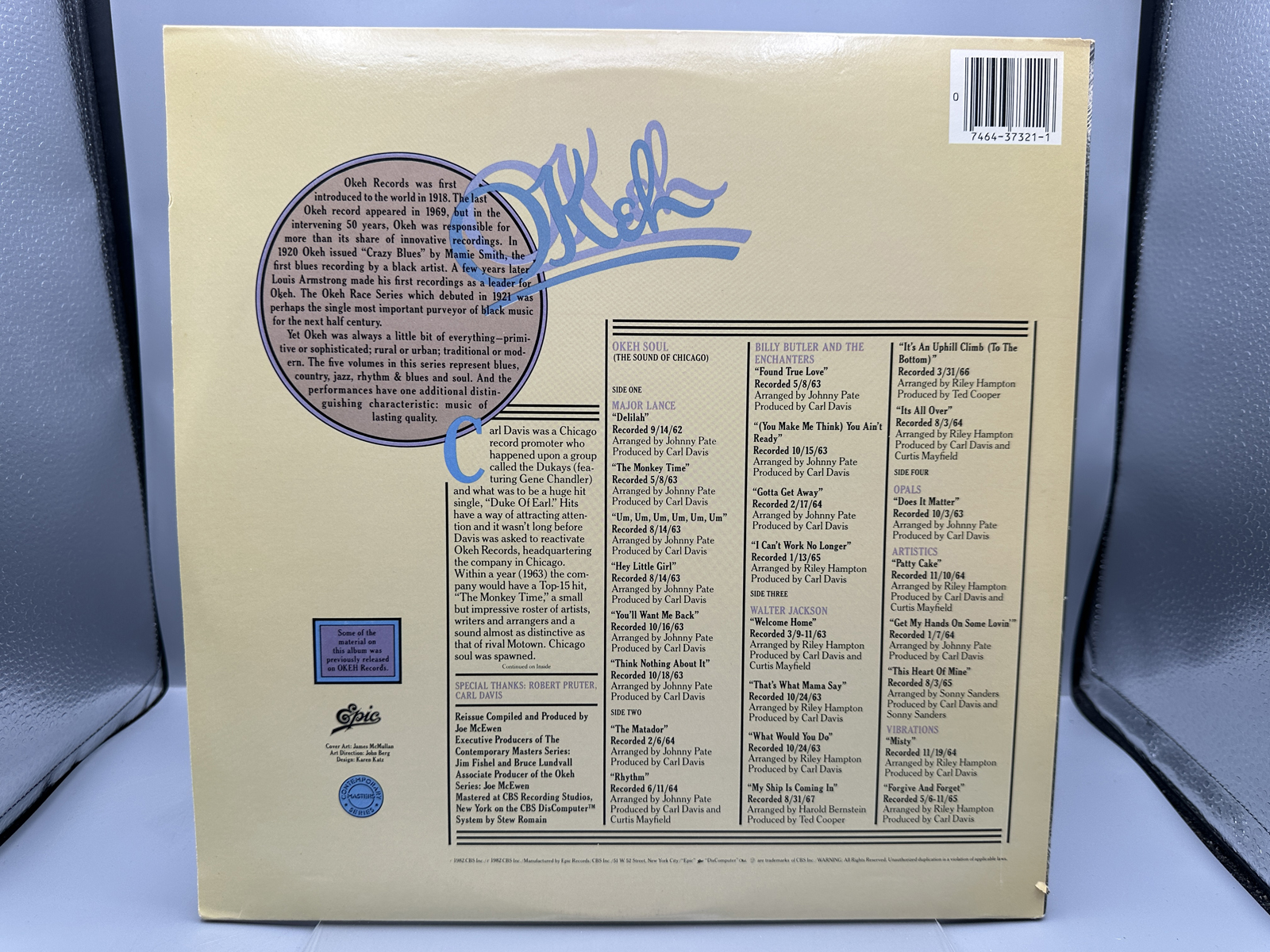 1982 Epic Records Okeh Soul The Sound of Chicago Compilation Vinyl Album - AL 37322