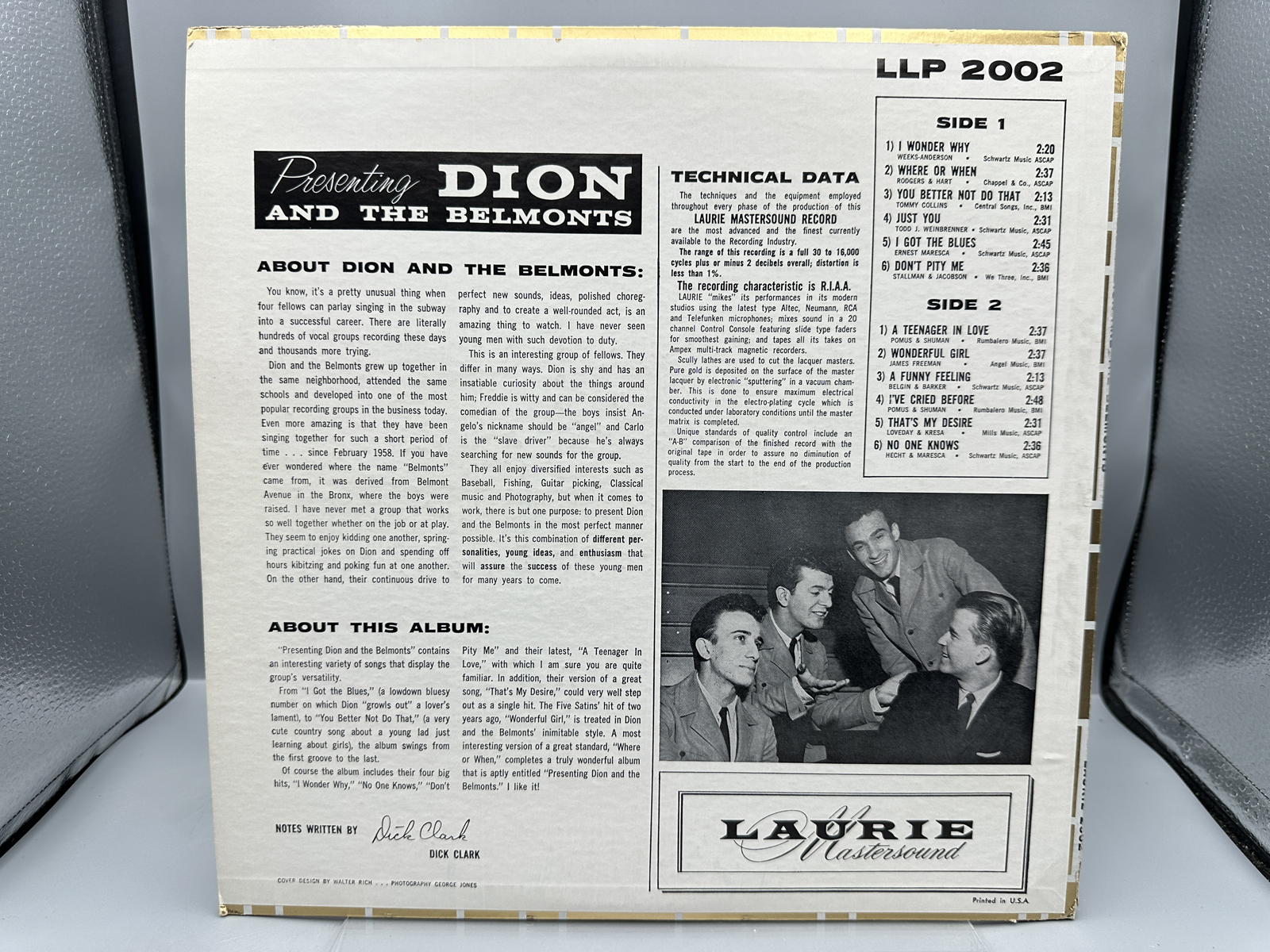 1962 Laurie Records Dion & The Belmonts Presenting Dion & The Belmonts Reissue Vinyl Album - LLP 2002