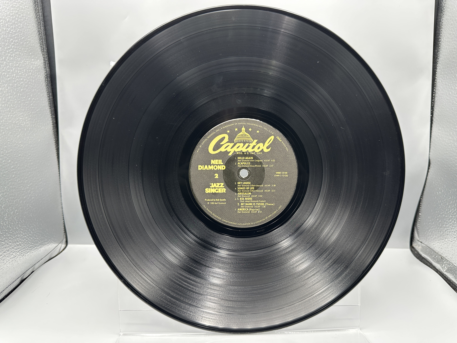 1980 Capitol Records Neil Diamond The Jazz Singer (Original Songs from the Motion Picture) Double LP Vinyl Album - SWAV-12120