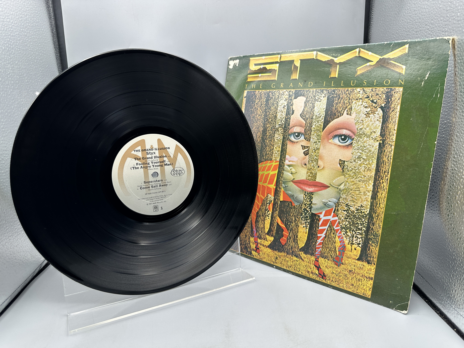 1977 A&M Records Styx The Grand Illusion Vinyl Album W/ Original Poster - SP-4637