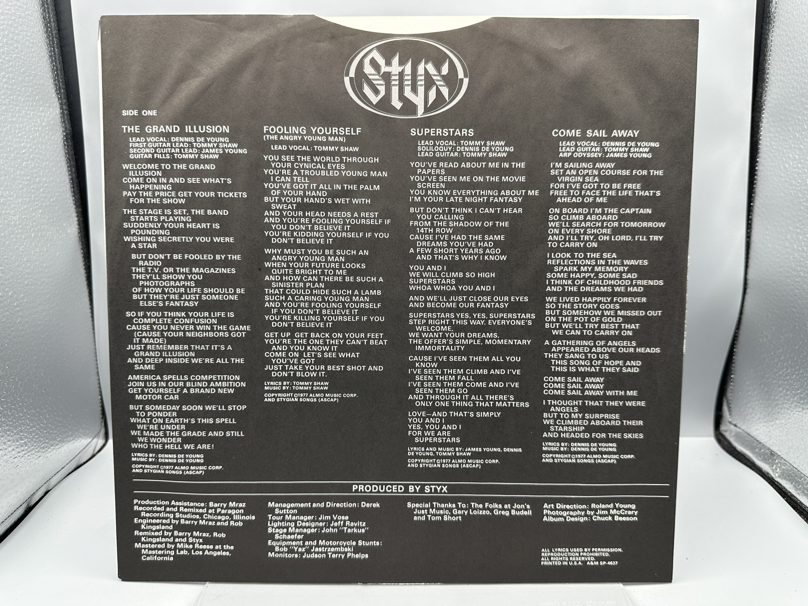 1977 A&M Records Styx The Grand Illusion Vinyl Album W/ Original Poster - SP-4637