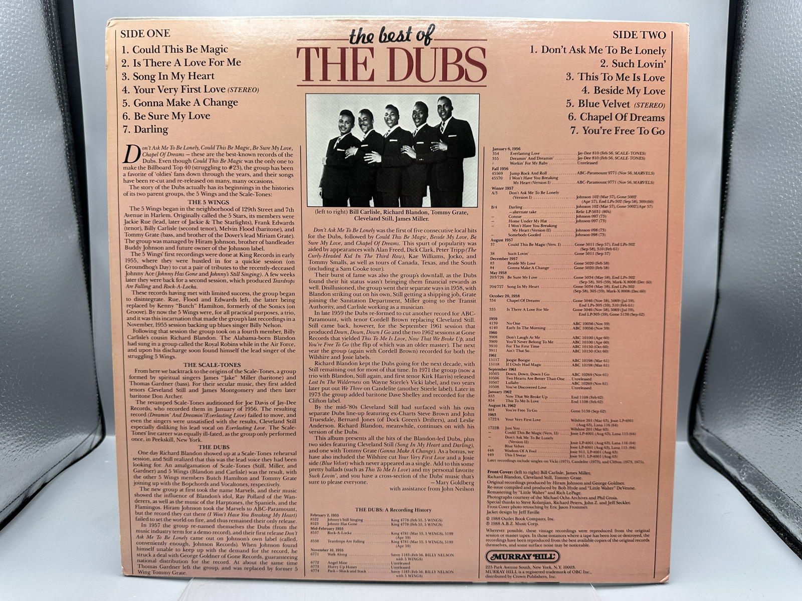 1988 Murray Hill Records The Dubs - The Best of The Dubs Vinyl Album - 001187