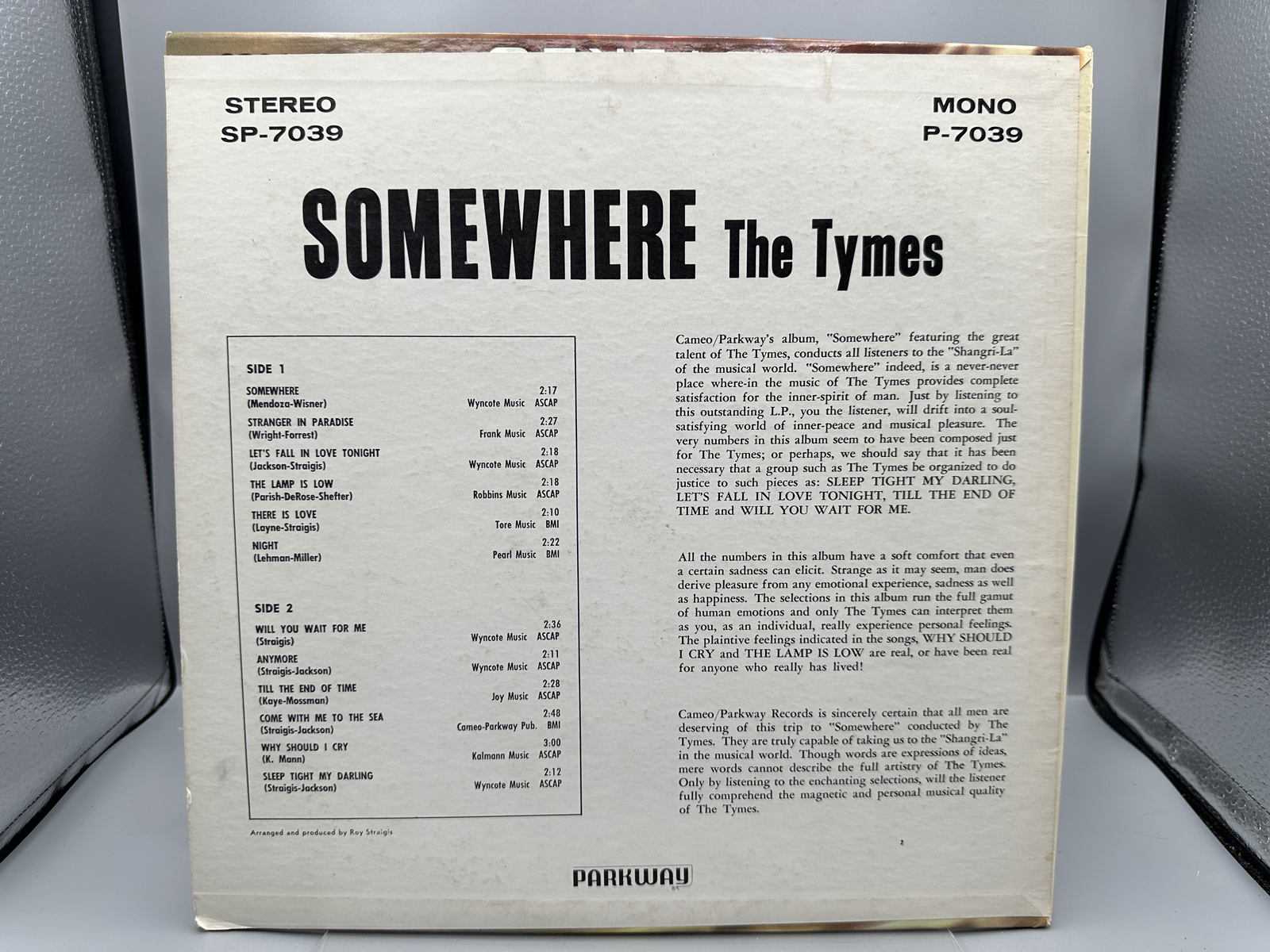 1963 Parkway Records The Tymes Somewhere Vinyl Album W/ Bonus 45 RPM Record - P-7039