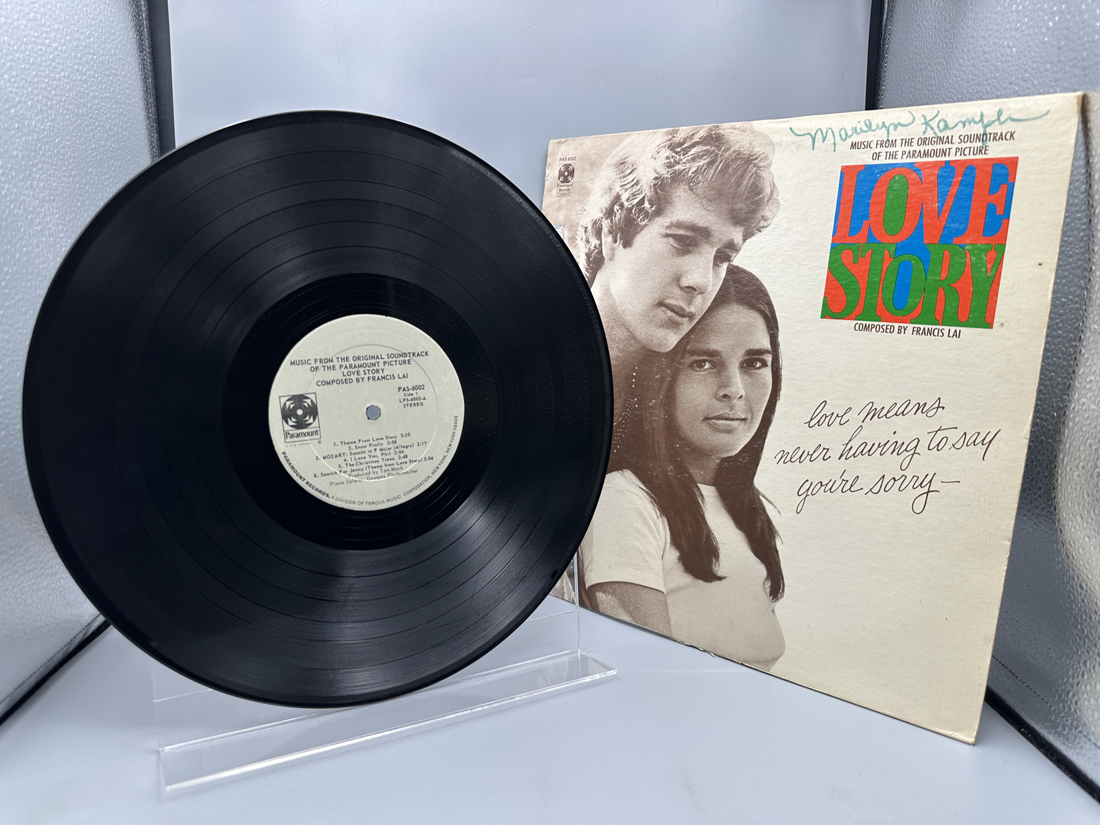 1970 Paramount Records Love Story Music From The Original Soundtrack Vinyl Album - PAS-6002