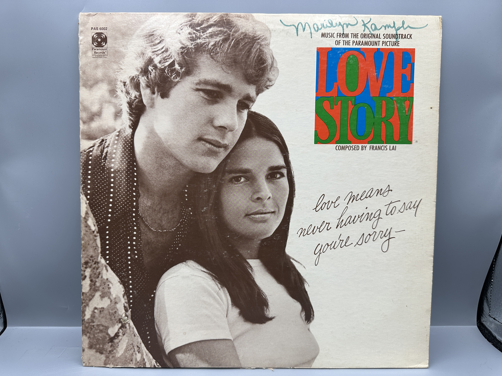 1970 Paramount Records Love Story Music From The Original Soundtrack Vinyl Album - PAS-6002