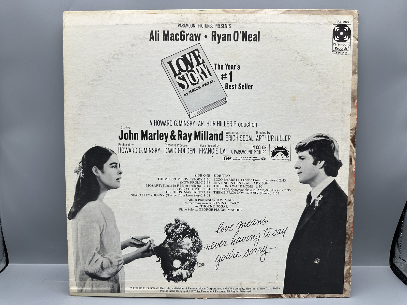 1970 Paramount Records Love Story Music From The Original Soundtrack Vinyl Album - PAS-6002