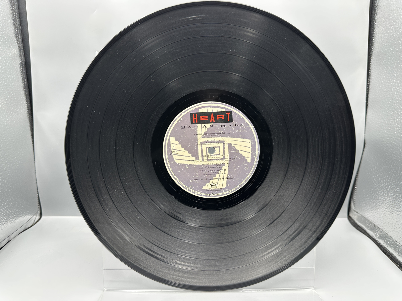 1987 Capitol Records Heart Bad Animals Vinyl Album - PJ-12546