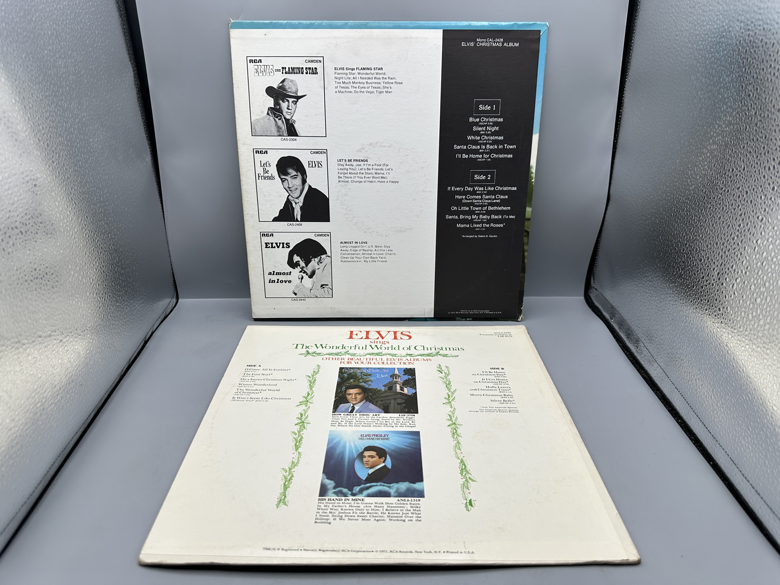 Elvis Presley Holiday Vinyl LP Albums Lot of 2 - Christmas Album, Wonderful World of Christmas
