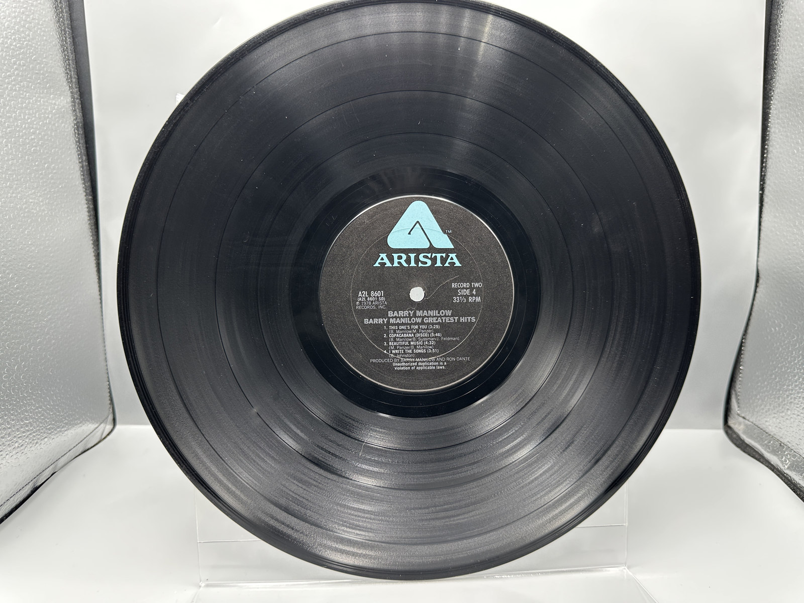 1978 Arista Records Barry Manilow Greatest Hits Double LP Vinyl Album - AZL 8601