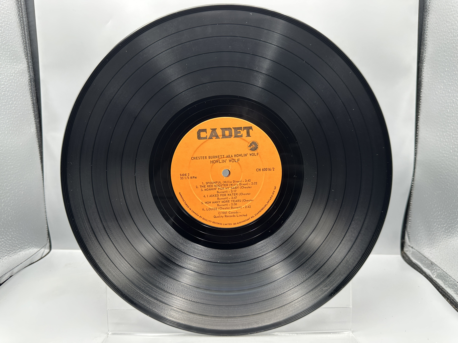 1981 Cadet Records Howlin Wolf Chester Burnett AKA Howlin Wolf Canadian Pressing Reissue Vinyl Album - CH 60016/2