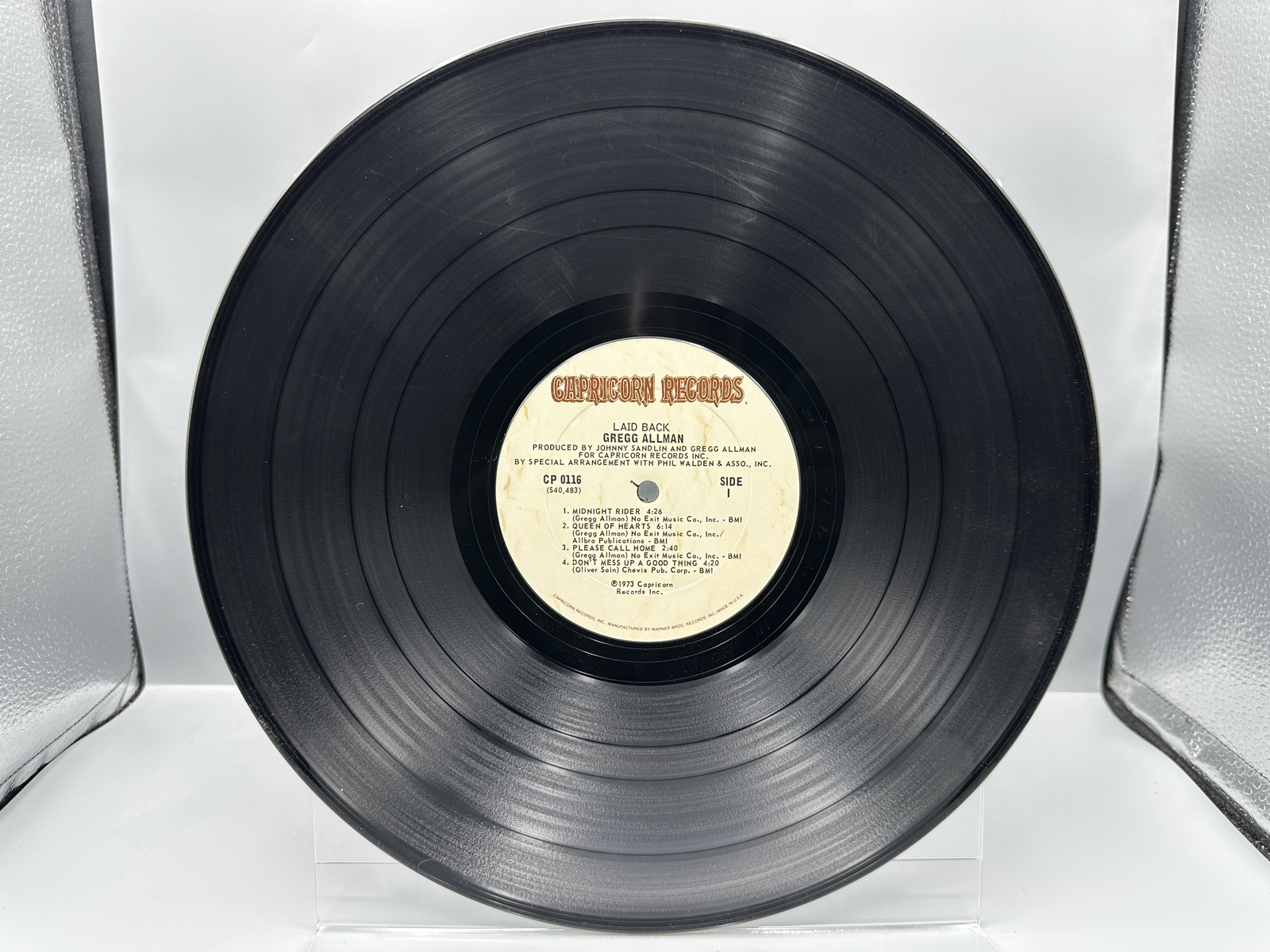 1973 Capricorn Records Gregg Allman Laid Back Vinyl Album - CP 0116