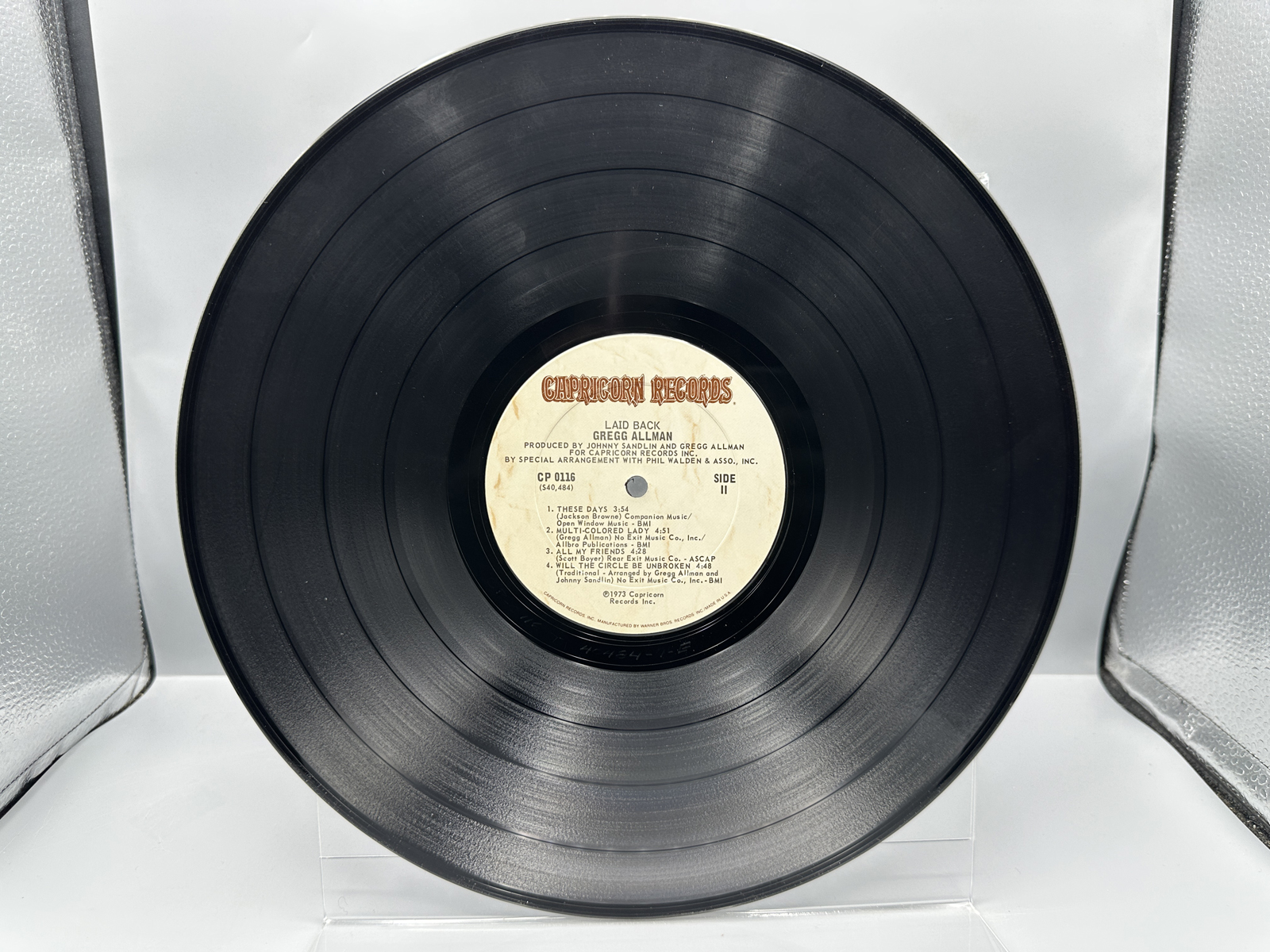 1973 Capricorn Records Gregg Allman Laid Back Vinyl Album - CP 0116