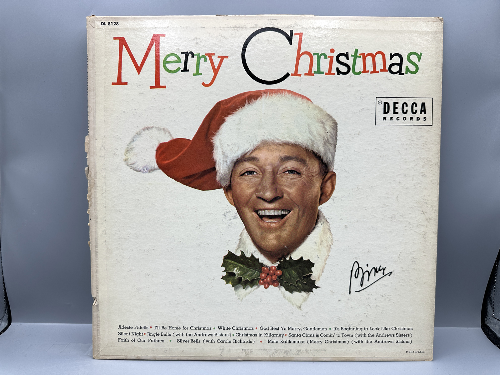 1955 Decca Records Bing Crosby Merry Christmas Vinyl Album - DL 8128