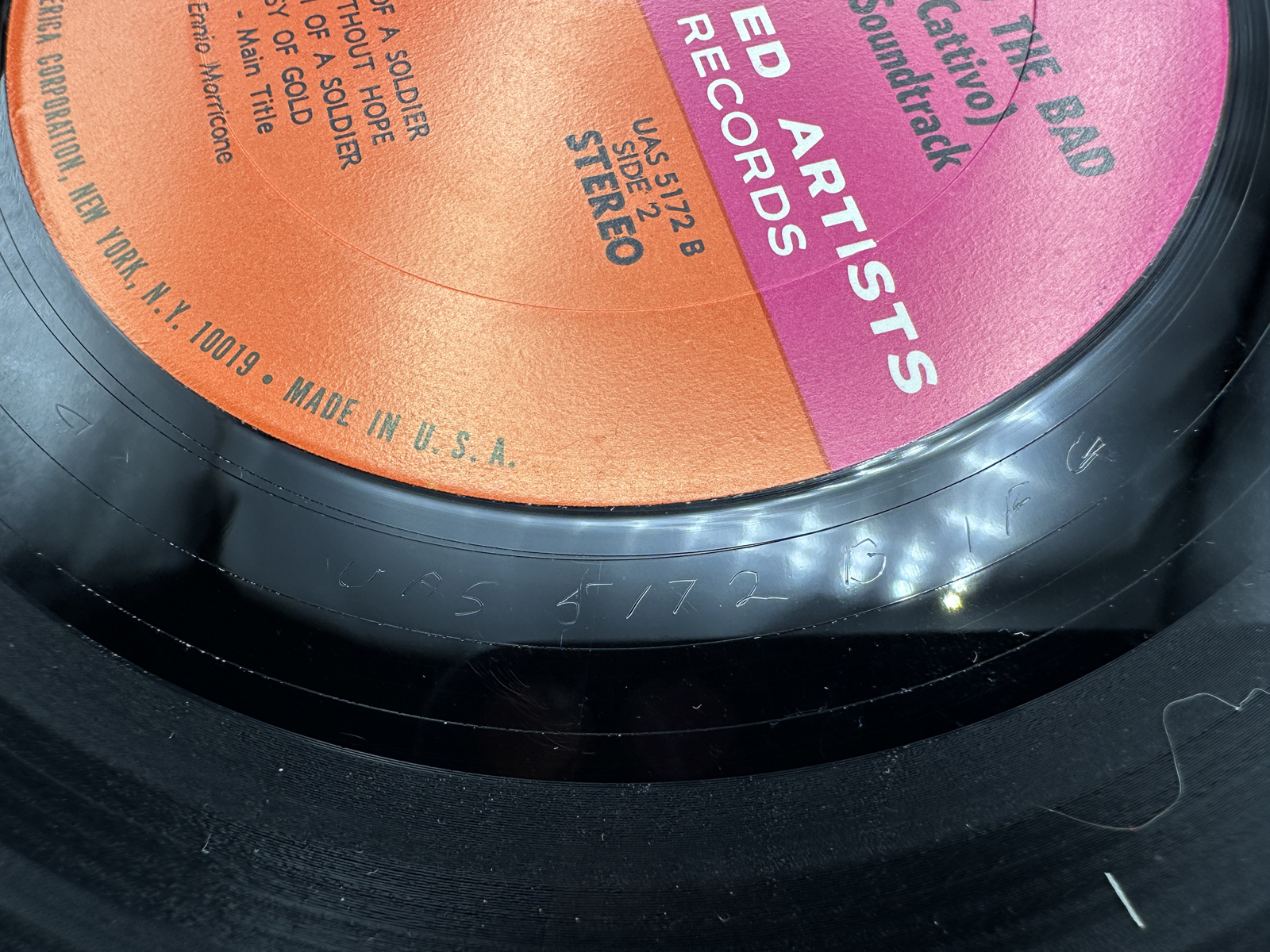 1967 United Artists Records The Good, The Bad and The Ugly Original Motion Picture Soundtrack Vinyl Album - UAS 5172