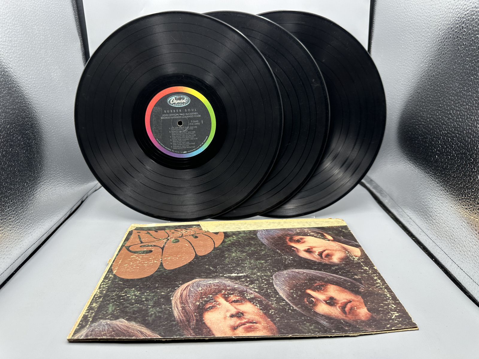 Beatles Vinyl LP Records Lot of 3 - Rubber Soul, Introducing The Beatles and Magical Mystery Tour - Partial album cover for Rubber Soul but