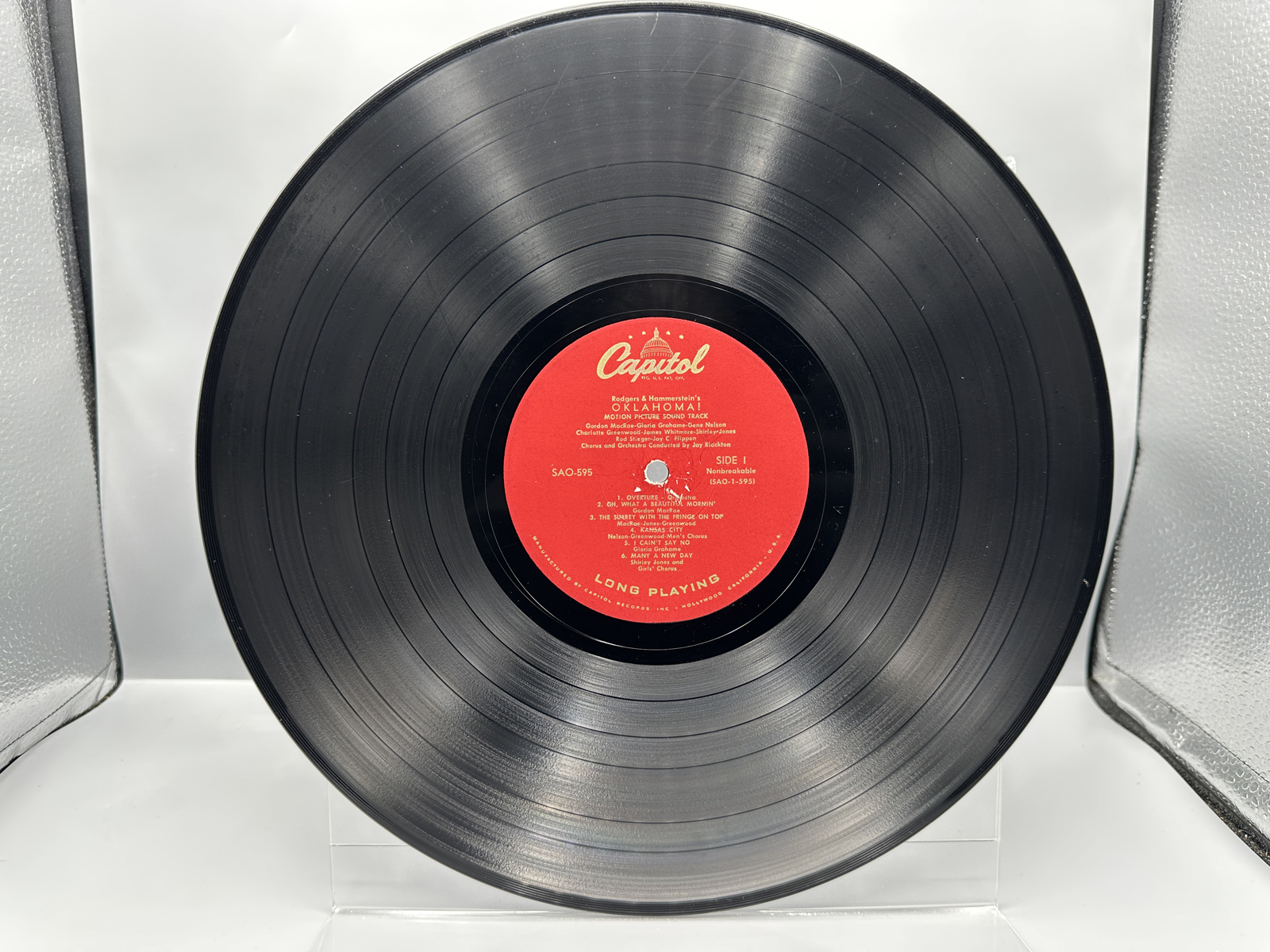 1955 Capitol Records Rodgers And Hammerstein's Oklahoma! Original Motion Picture Sound Track Vinyl Album - SAO-595