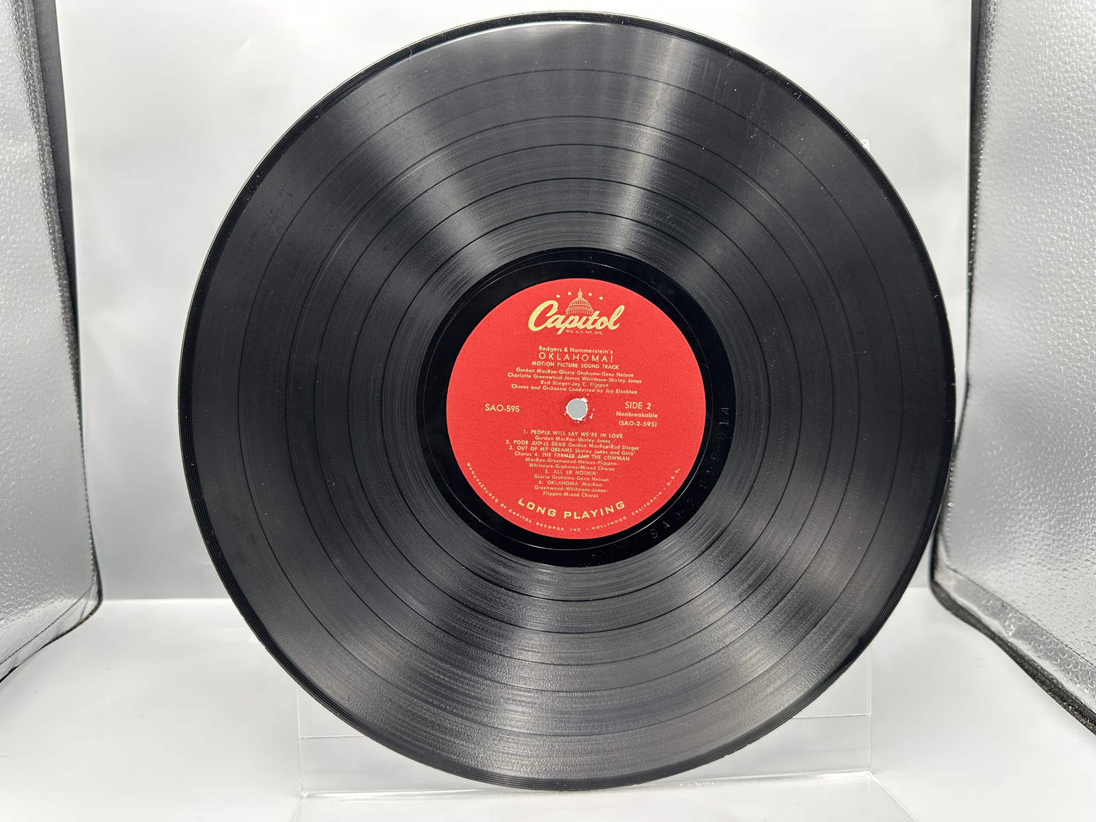 1955 Capitol Records Rodgers And Hammerstein's Oklahoma! Original Motion Picture Sound Track Vinyl Album - SAO-595