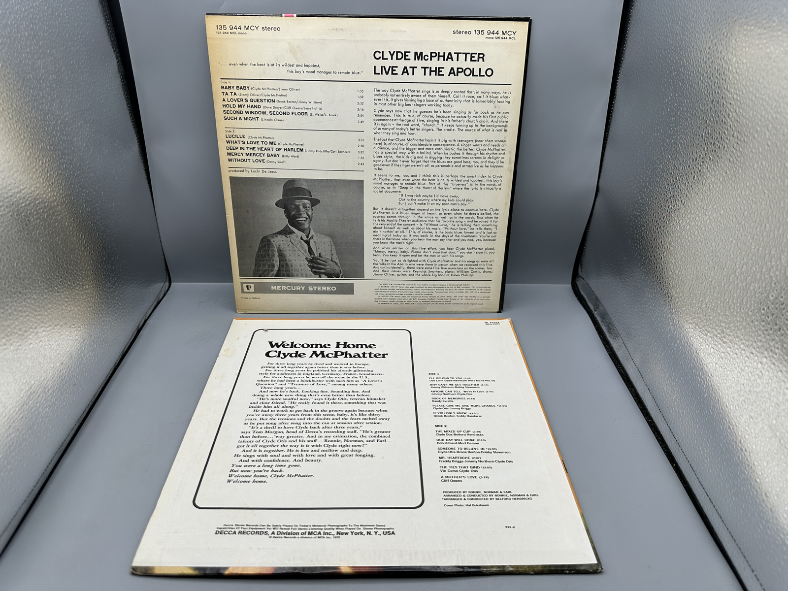 1965 Mercury Records Clyde McPhatter Live At The Apollo Netherlands Pressing & 1970 Decca Records Clyde McPhatter Welcome Home Clyde McPhatt