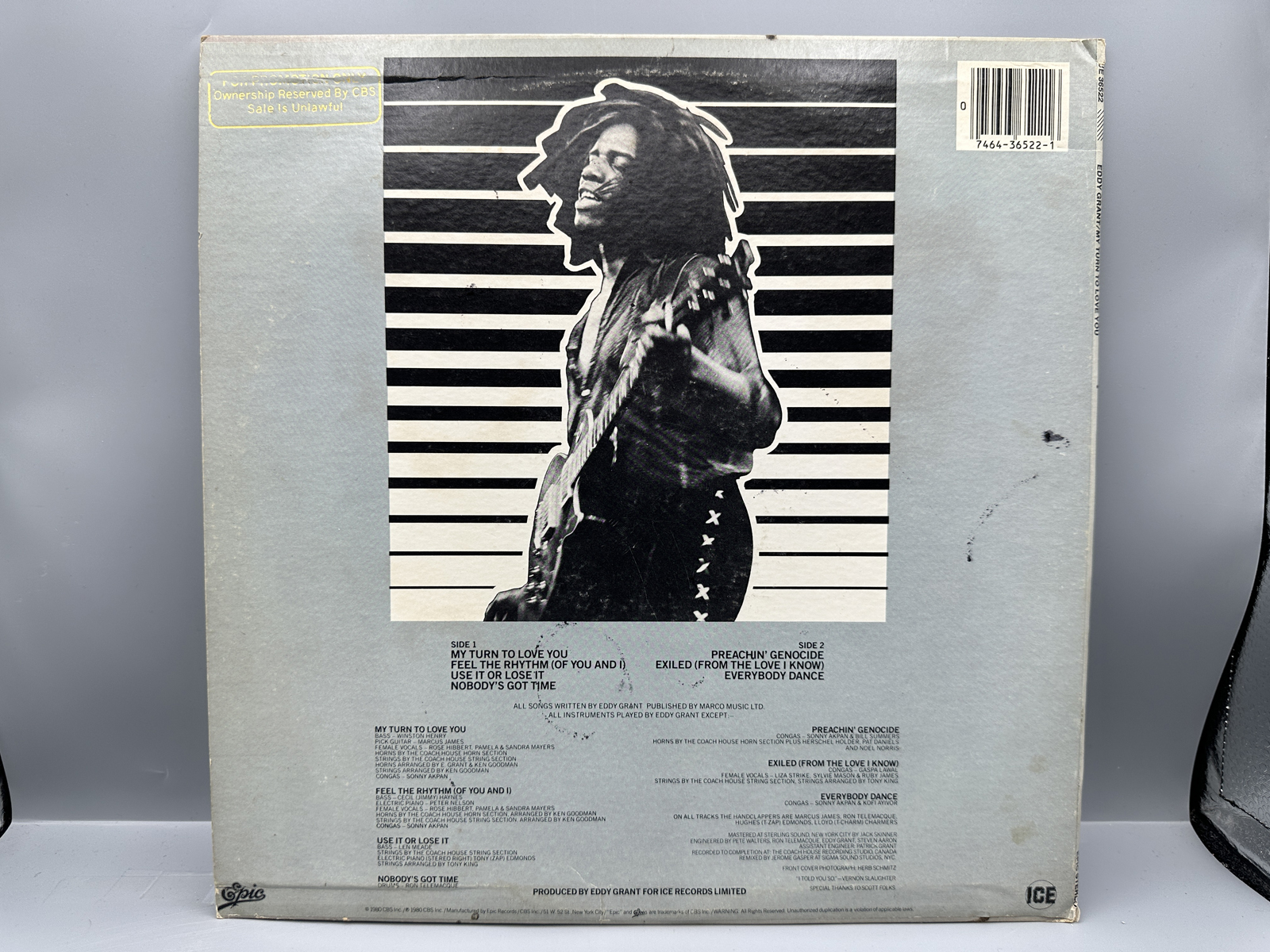 1980 Epic / ICE Records Eddy Grant My Turn To Love You Promo Vinyl Album - JE 36522