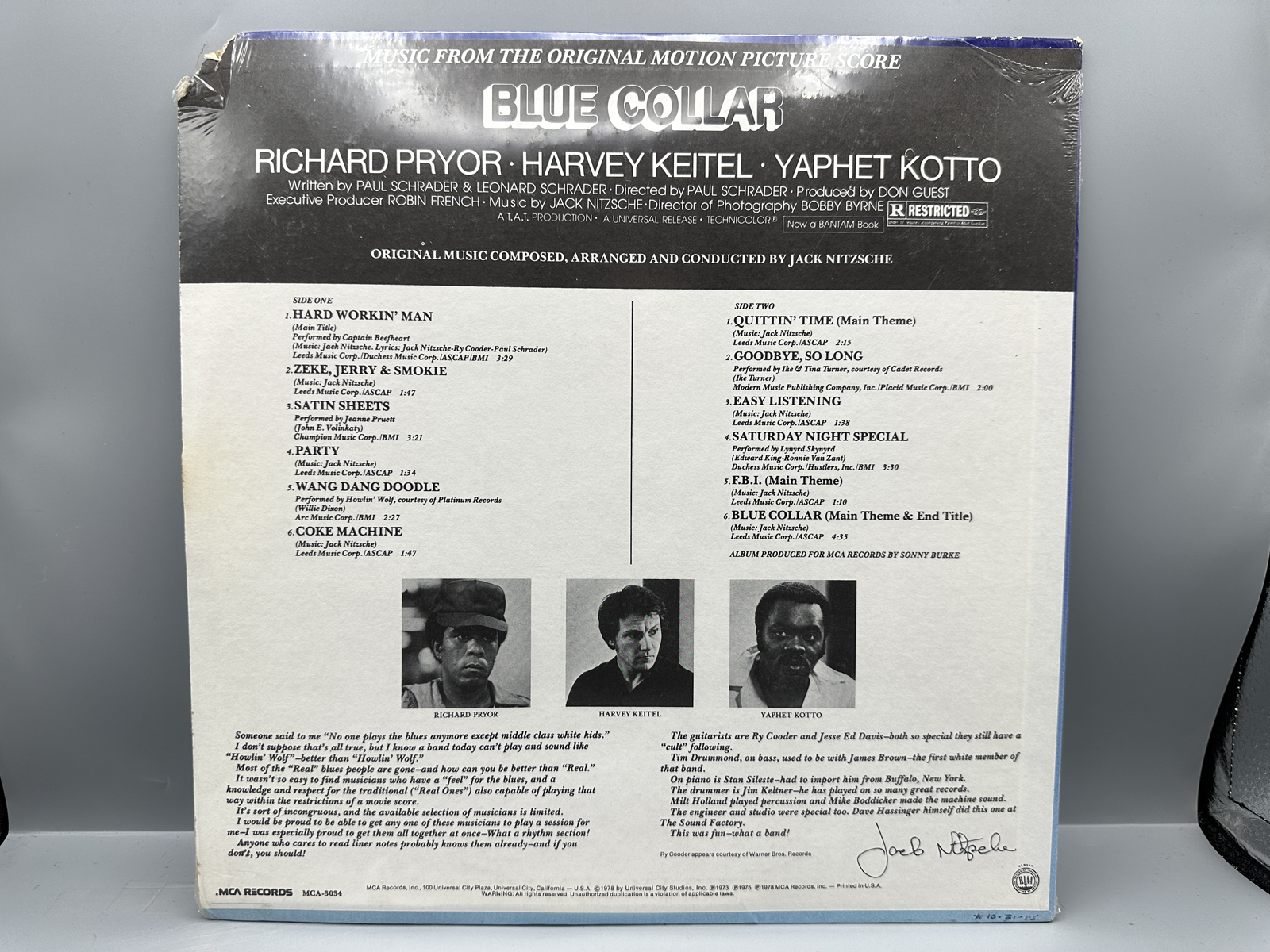 SEALED 1978 MCA Records Blue Collar (Music From The Original Motion Picture Score) Vinyl Album - MCA-3034