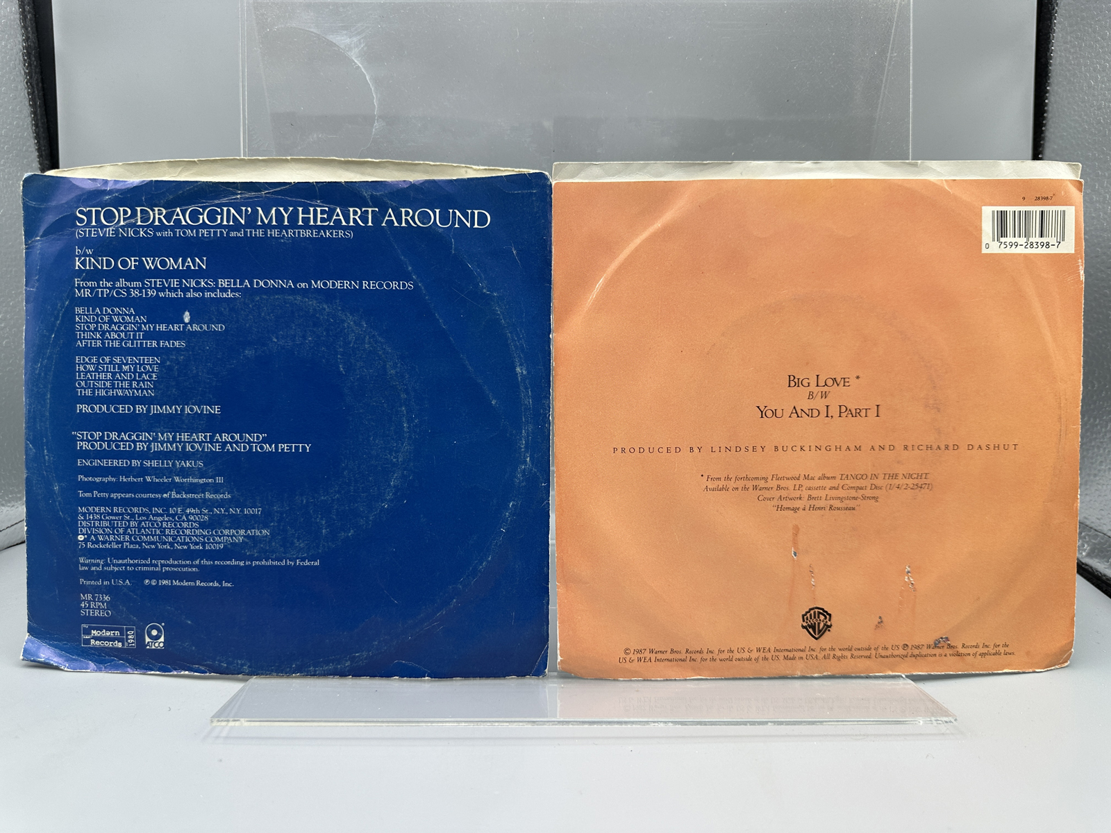Lot of (2) Fleetwood Mac and Stevie Nicks 7-Inch Vinyl 45 RPM Singles with Picture Sleeves