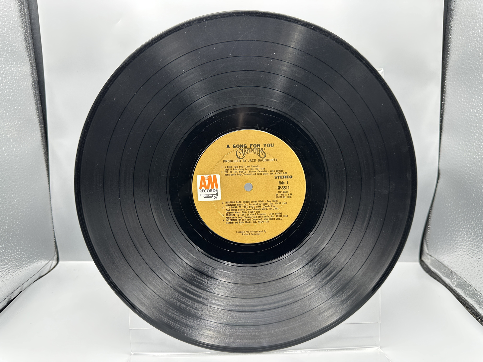 1972 A&M Records The Carpenters A Song For You Vinyl Album - SP-3511