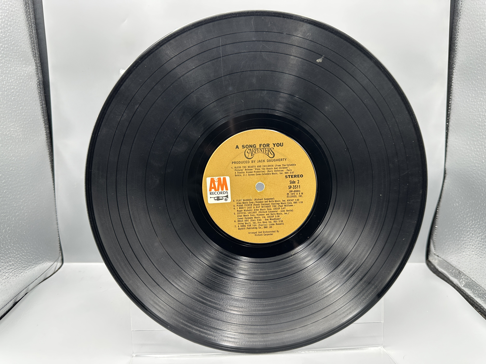 1972 A&M Records The Carpenters A Song For You Vinyl Album - SP-3511