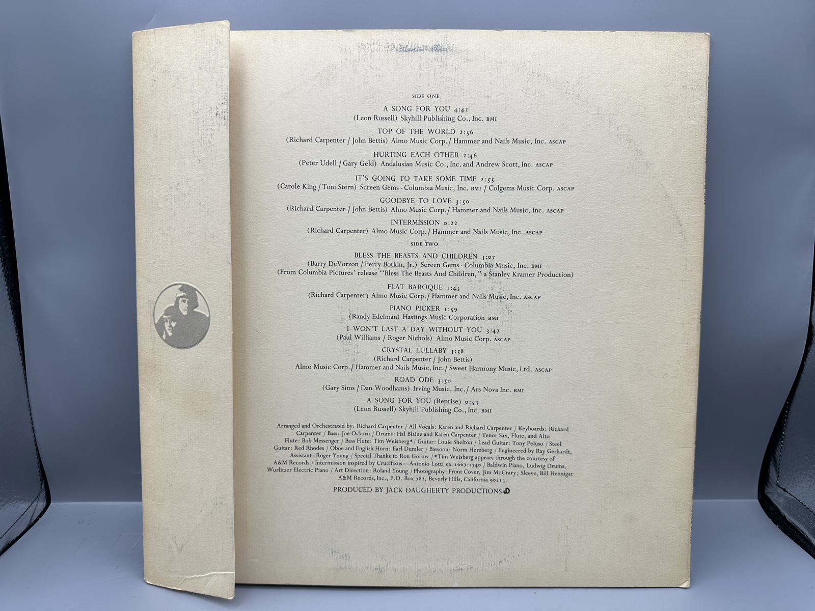 1972 A&M Records The Carpenters A Song For You Vinyl Album - SP-3511