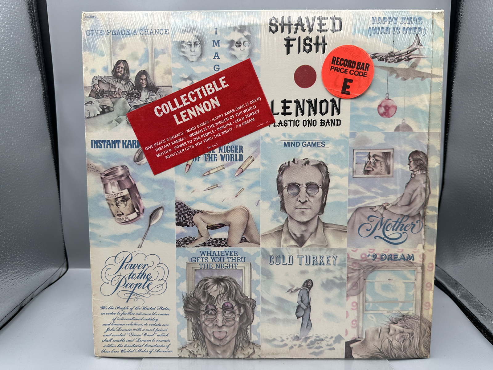 1975 Apple Records John Lennon/Plastic Ono Band Shaved Fish Vinyl Album W/ Hype Sticker - SW-3421