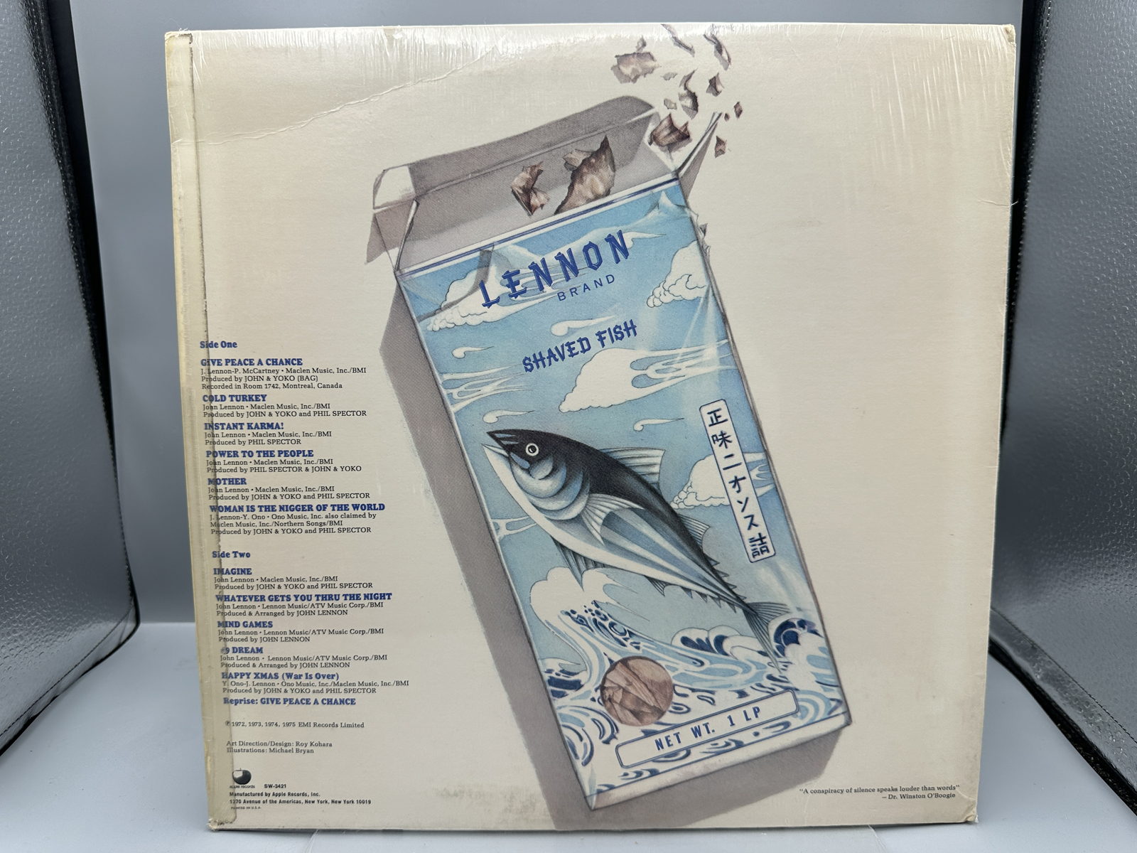 1975 Apple Records John Lennon/Plastic Ono Band Shaved Fish Vinyl Album W/ Hype Sticker - SW-3421