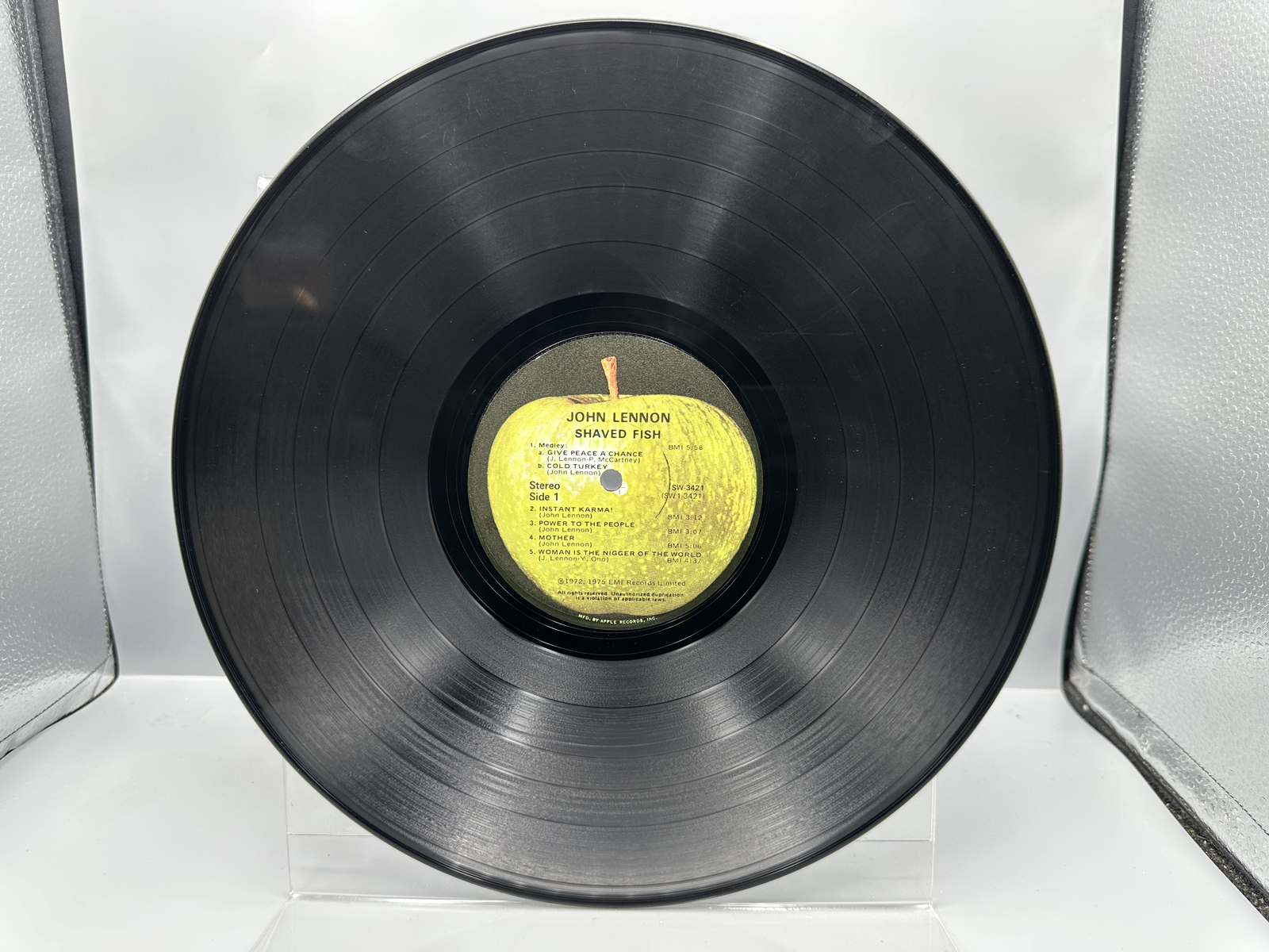 1975 Apple Records John Lennon/Plastic Ono Band Shaved Fish Vinyl Album W/ Hype Sticker - SW-3421