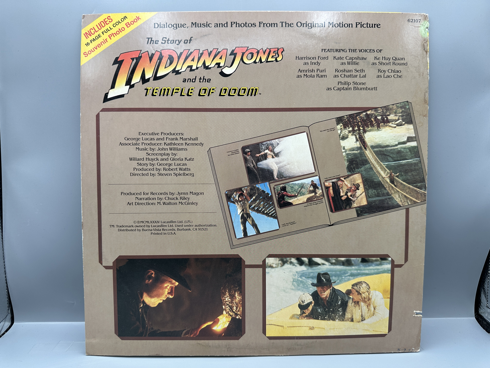 1984 Buena Vista Records The Story of Indiana Jones and the Temple of Doom Vinyl Album - 62107