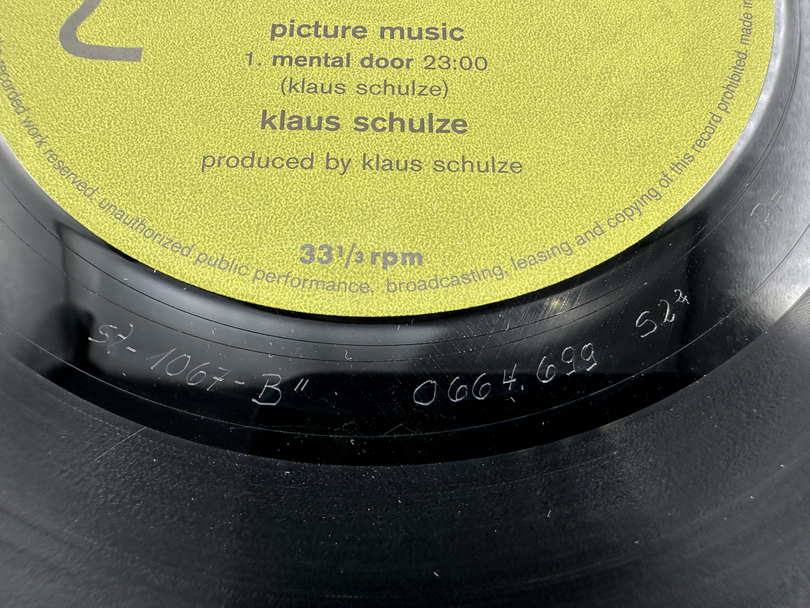 1974 Brain Records Klaus Schulze Picture Music Vinyl Album - brain 1067