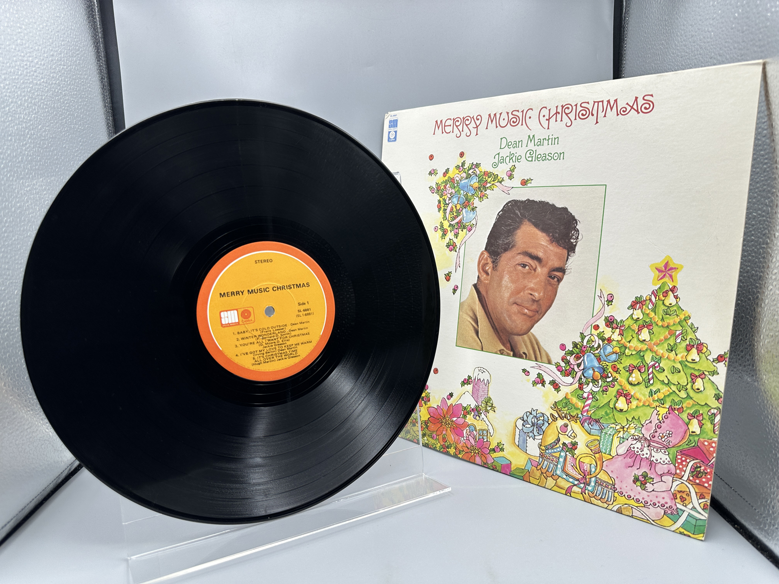 1968 Capitol Records Dean Martin & Jackie Gleason Merry Music Christmas Vinyl Album - SL-6881