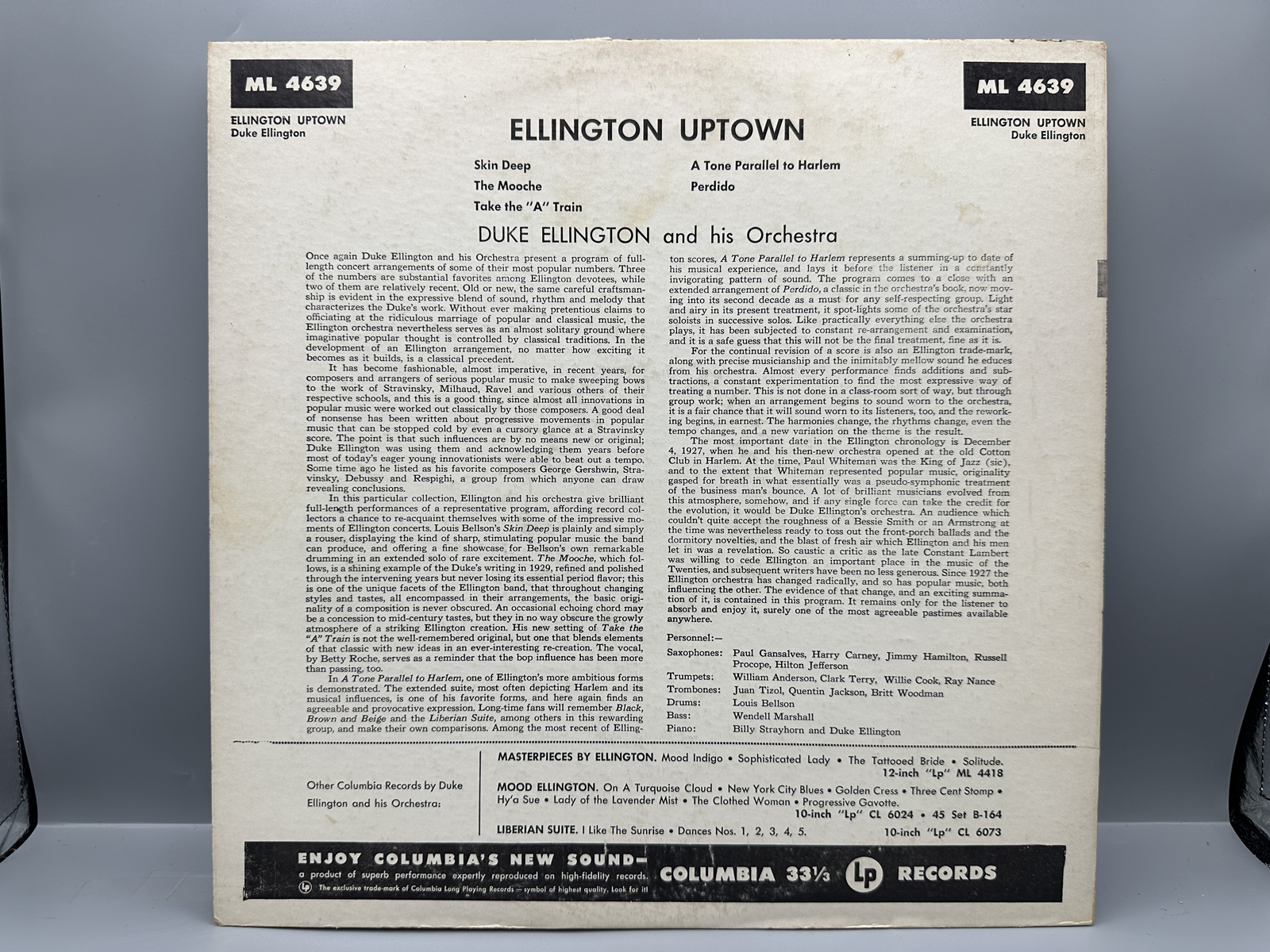 1955 Columbia Masterworks Duke Ellington and his Orchestra Ellington Uptown Vinyl Album - ML 4639