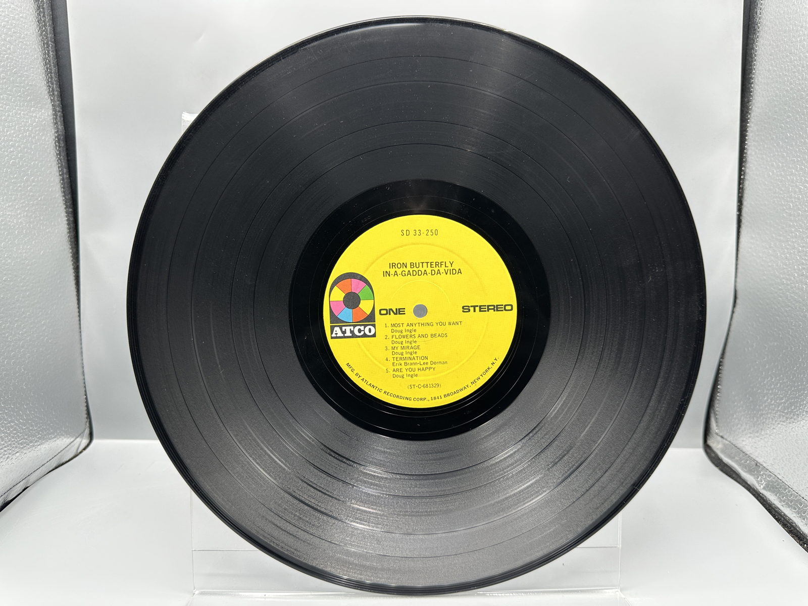 1968 ATCO Records Iron Butterfly In-A-Gadda-Da-Vida Vinyl Album - SD 33-250