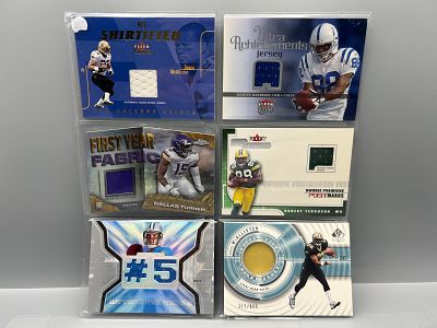 (6) Assorted Football Jersey Relic Cards W/ Marvin Harrison