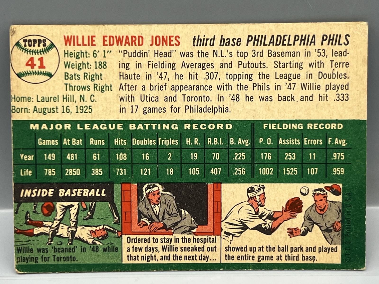 1954 Topps Willie Jones #41