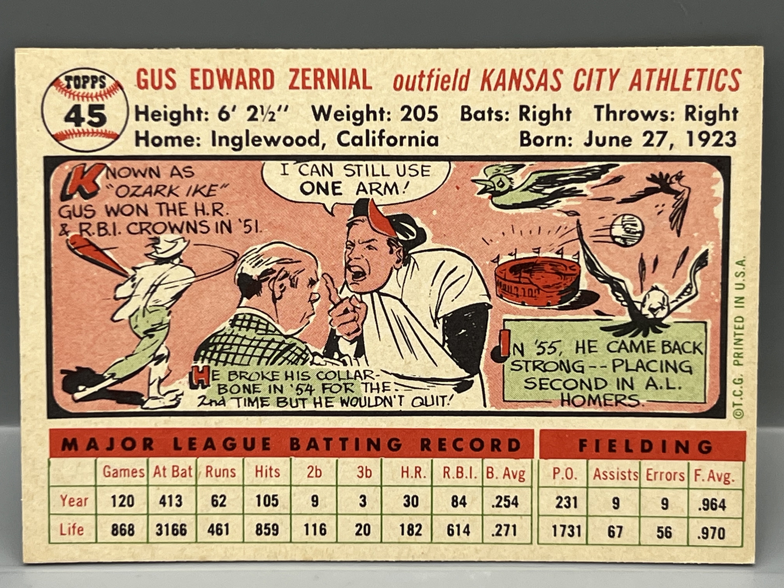 1956 Topps Gus Zernial #45