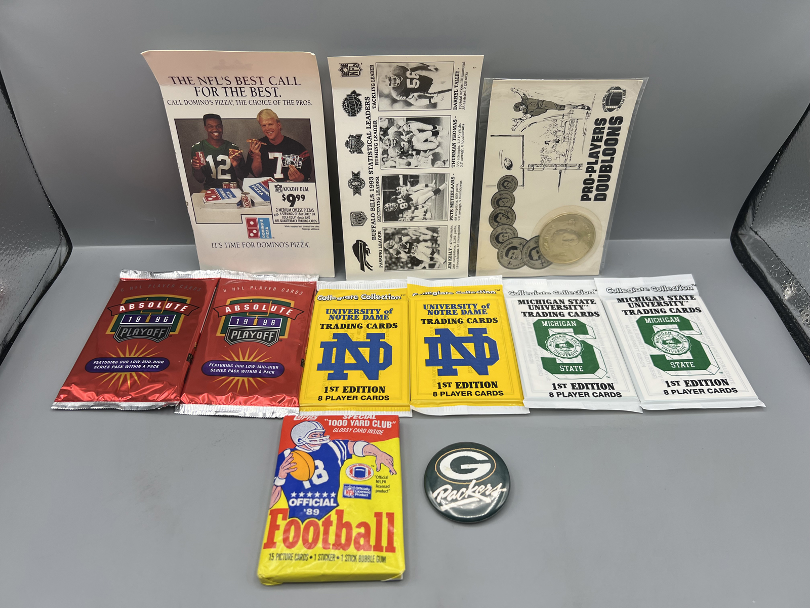 Assorted Football Memorabilia W/ Unopened Packs