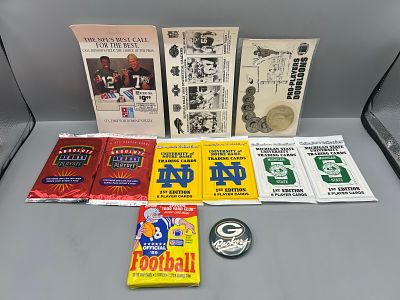 Assorted Football Memorabilia W/ Unopened Packs