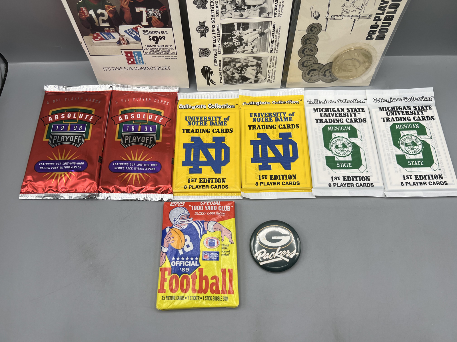 Assorted Football Memorabilia W/ Unopened Packs