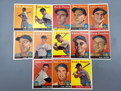 (13) 1958 Topps Washington Senators Baseball Cards - Varying Conditions