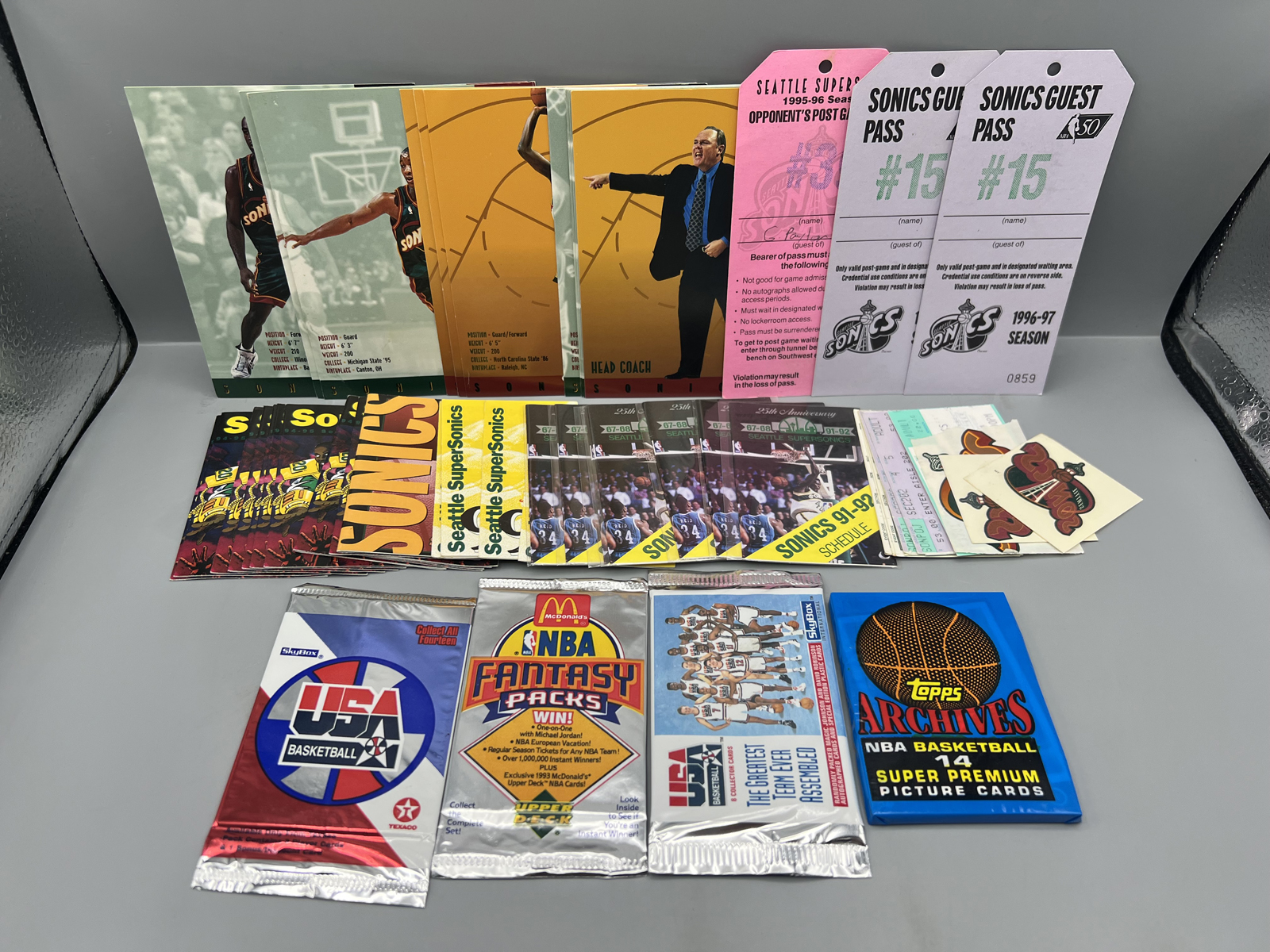 Assorted Basketball Memorabilia Lot W/ Unopened Packs & Ticket Stubs