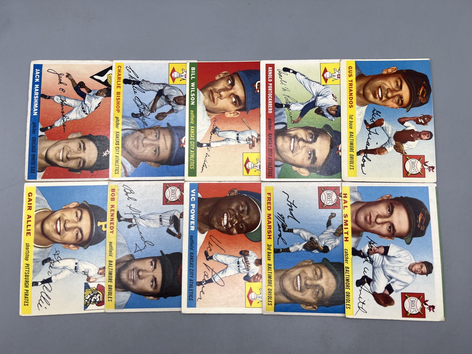 (10) 1955 Topps Baseball Cards - Varying Conditions