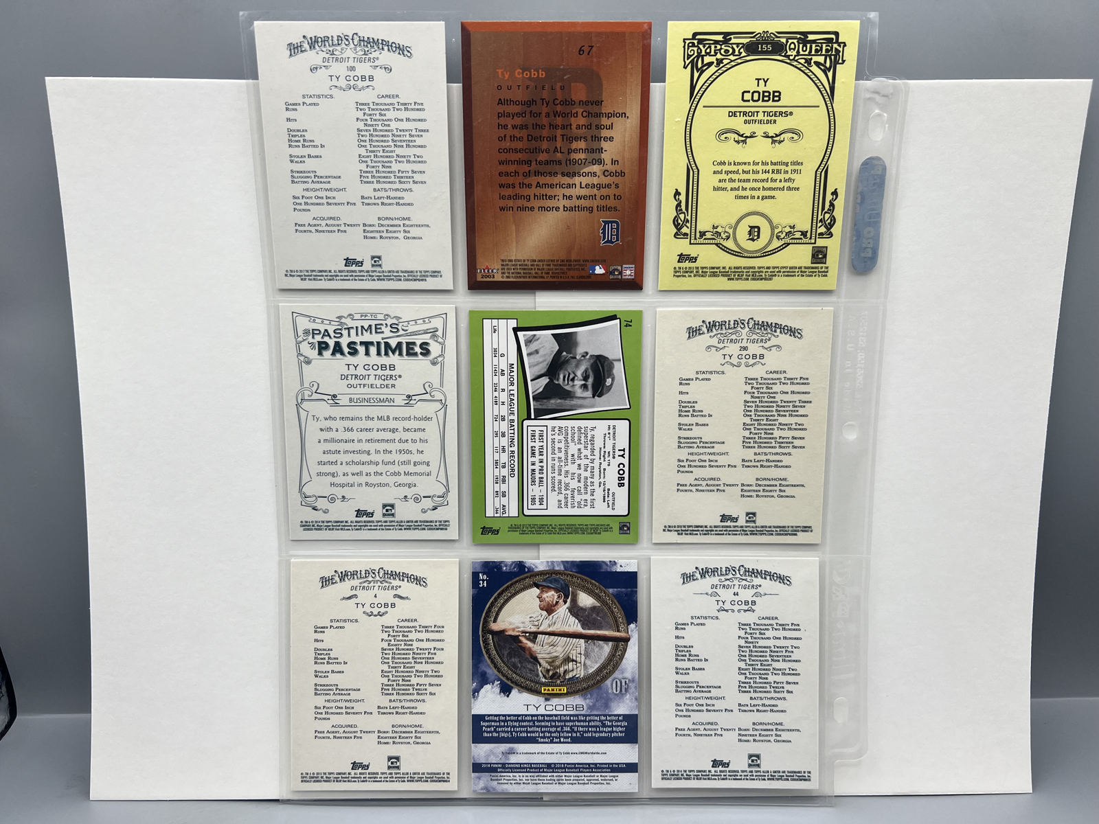 (9) Ty Cobb Baseball Cards