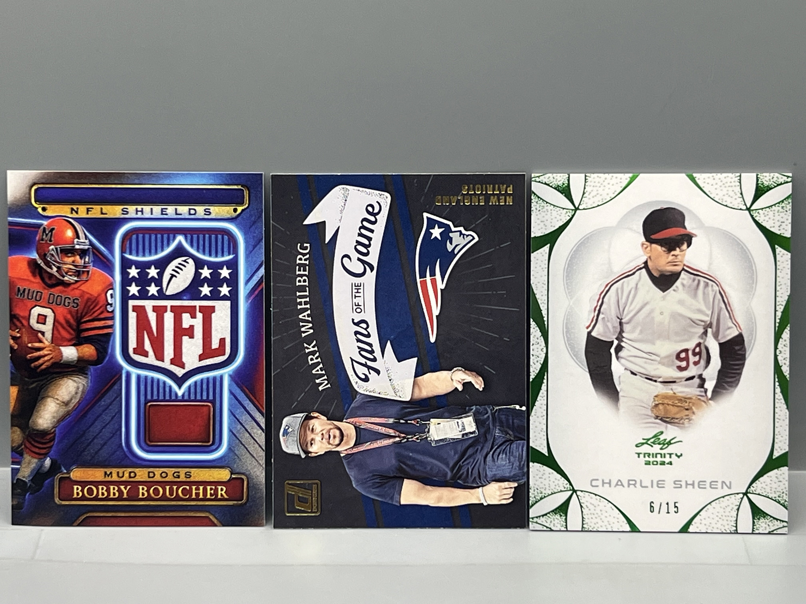 (3) Sports Fan & Movie Cards - Custom Adam Sandler Card, Mark Wahlberg, & Charlie Sheen #6/15