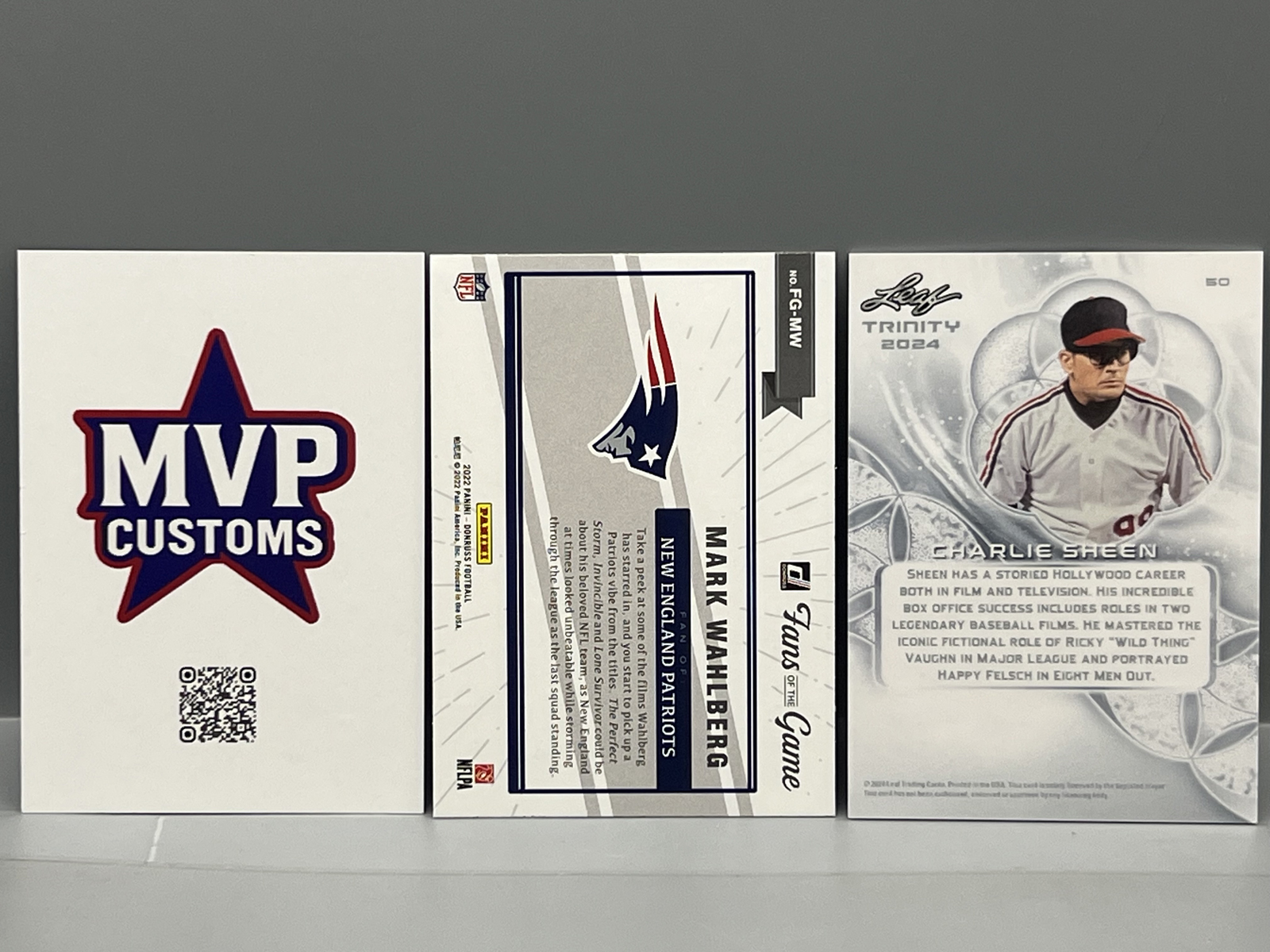 (3) Sports Fan & Movie Cards - Custom Adam Sandler Card, Mark Wahlberg, & Charlie Sheen #6/15